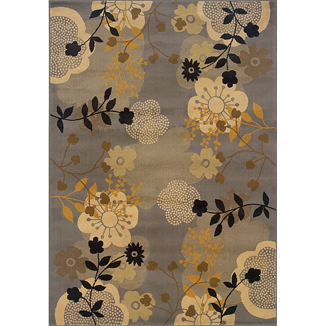 Gray/gold Transitional Floral Area Rug (5 X 76)