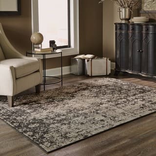 slide 1 of 1, Distressed Overdyed Grey/ Black Area Rug (7'10 x 10'10)