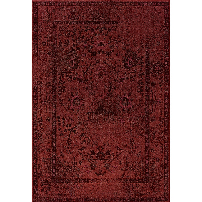 Red/ Grey Transitional Area Rug (5 X 76)