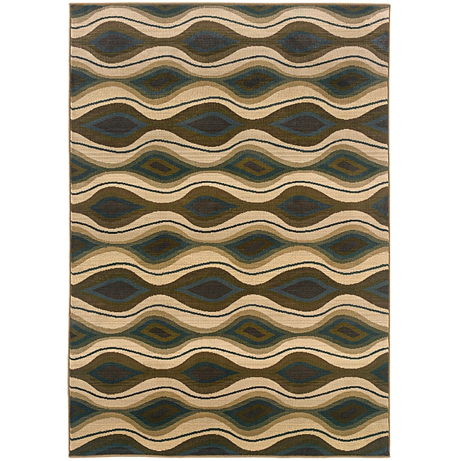 Sydney Brown/blue Contemporary Geometric Area Rug (67 X 91)