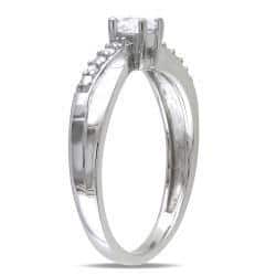 Miadora Sterling Silver 1/3ct TGW White Round-cut Sapphire and Diamond Accent Promise Ring