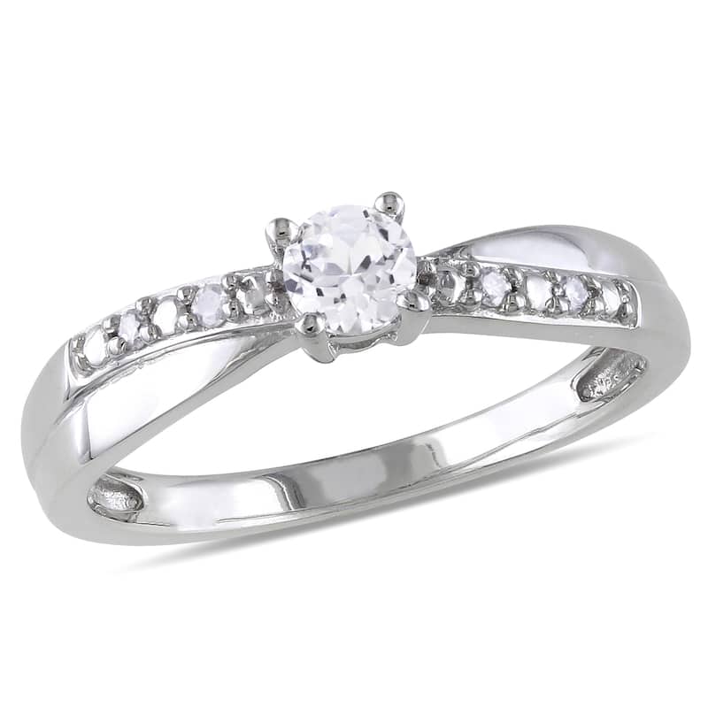 Miadora Sterling Silver 1/3ct TGW White Round-cut Sapphire and Diamond Accent Promise Ring - 5