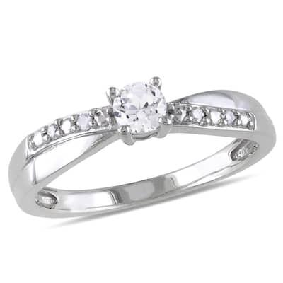 Miadora Sterling Silver 1/3ct TGW White Round-cut Sapphire and Diamond Accent Promise Ring