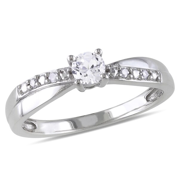 Miadora Sterling Silver 1/3ct TGW White Round-cut Sapphire and Diamond Accent Promise Ring