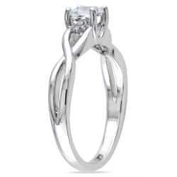 Miadora Sterling Silver 1/3ct TGW Princess-cut Created White Sapphire and Diamond Accent Infinity Pr