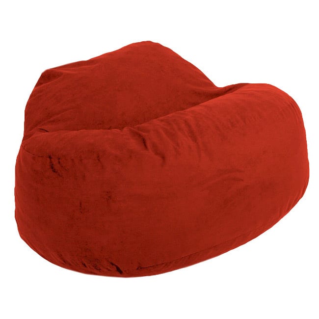 FufSack Cinnabar Red Microfiber Bean Bag Loveseat