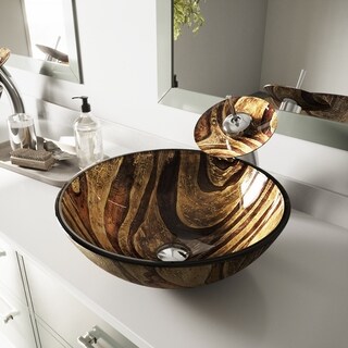 Sink Faucet Sets Bathroom Sinks The Best Deals For Sep Vigo Zebra Gl Vessel Sink And Waterfall Faucet Set In Chrome