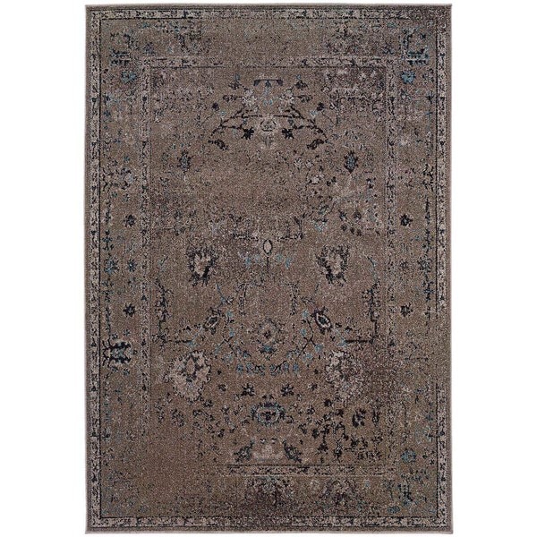 Gracewood Hollow Means Over-dyed Distressed Traditional Grey/ Black Area Rug - 9'10 x 12'10
