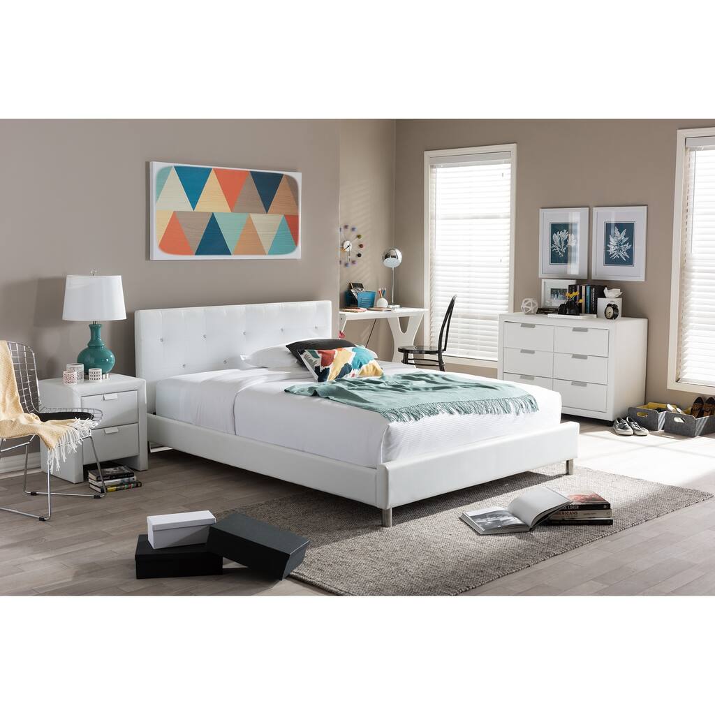 Barbara Soft White Tufted Upholstered Queen Size Bed