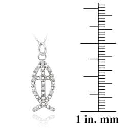 DB Designs Sterling Silver 1/10ct TDW Diamond Jesus Ichthys Fish Necklace (J, I3) DB Designs Diamond Necklaces