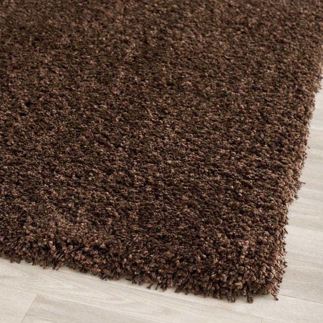 Cozy Solid Brown Shag Rug (3 X 5)