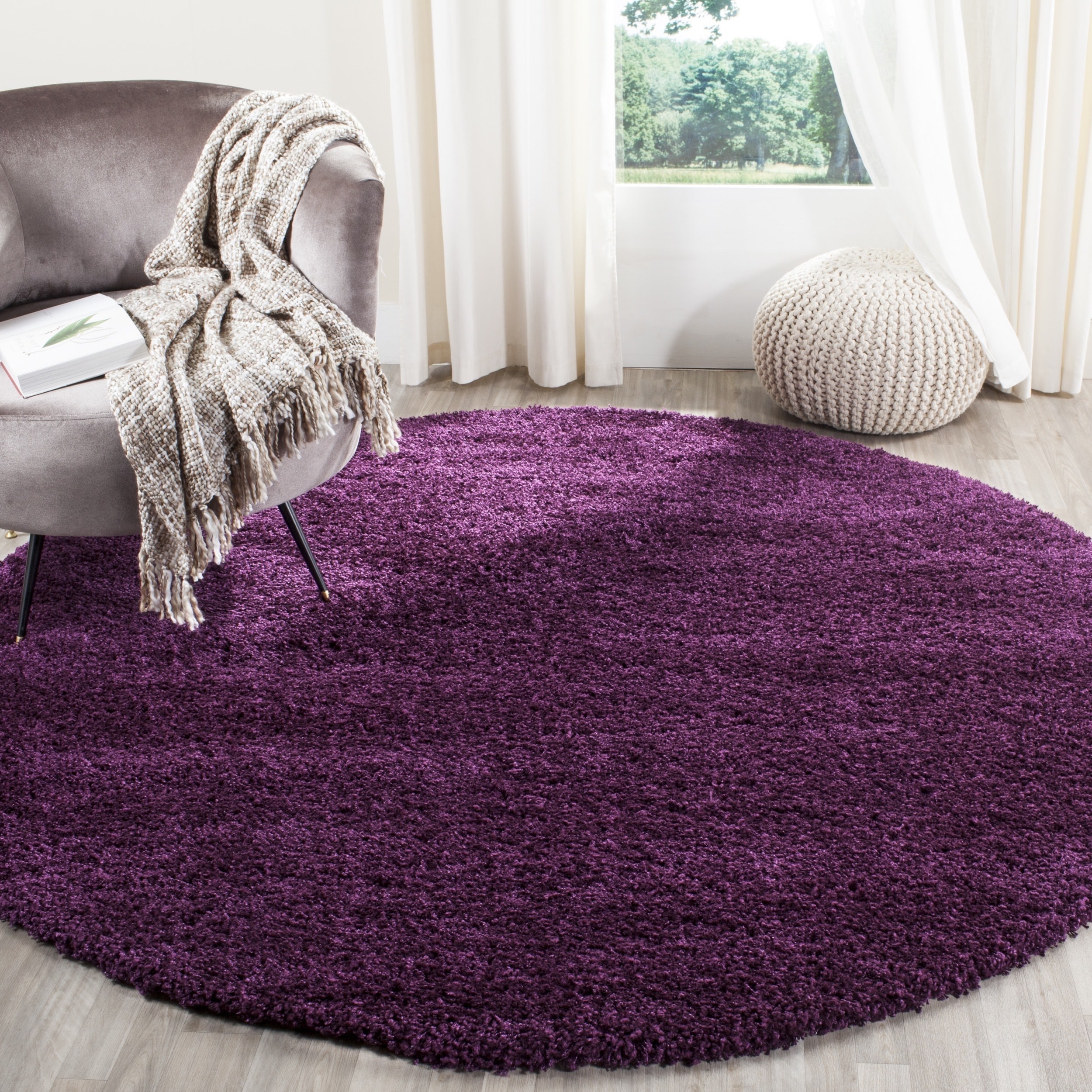 Shop Safavieh California Cozy Plush Purple Shag Rug 4' x 4' Round