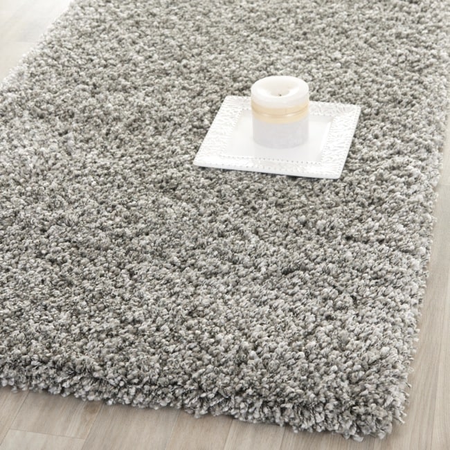 Cozy Solid Silver Shag Rug (23 X 11)