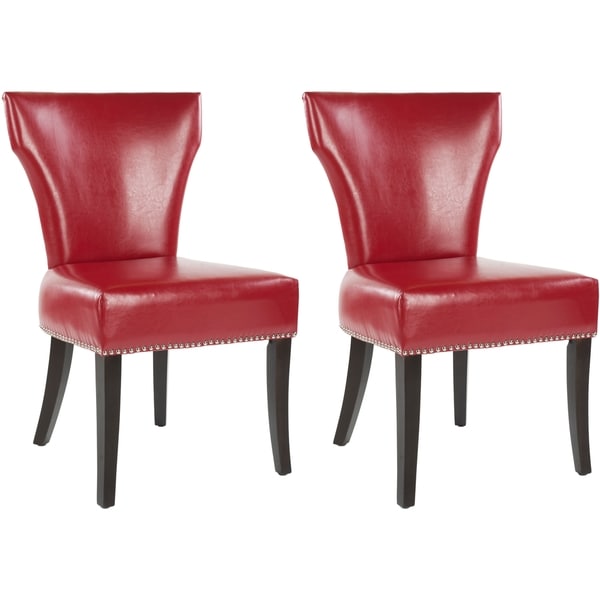 red leather parsons chairs