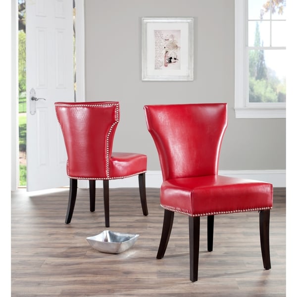 red leather parsons chairs