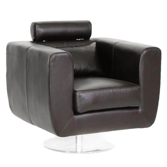 Leather Swivel Chair with Adjustable Headrest
