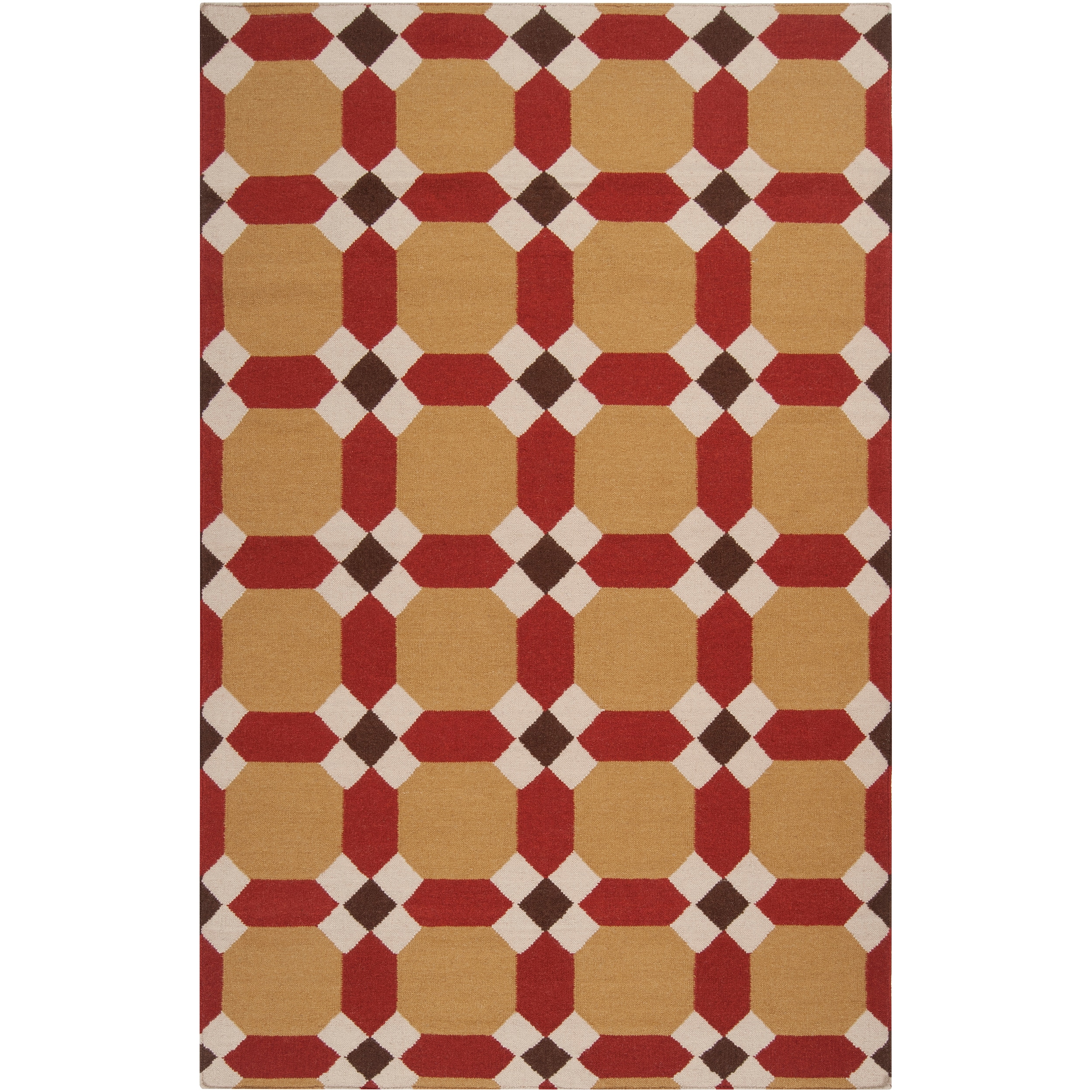 Smithsonian Contemporary Handwoven Red Anchor Wool Rug (36 X 56)