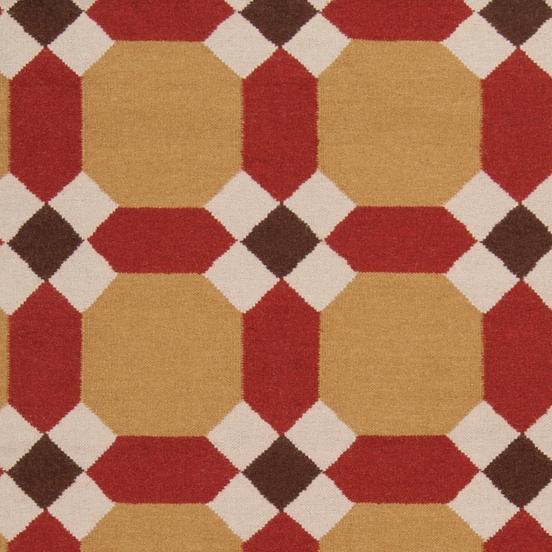 Hand-woven Red Anchor Wool Area Rug - 5' x 8' - 5' x 8'