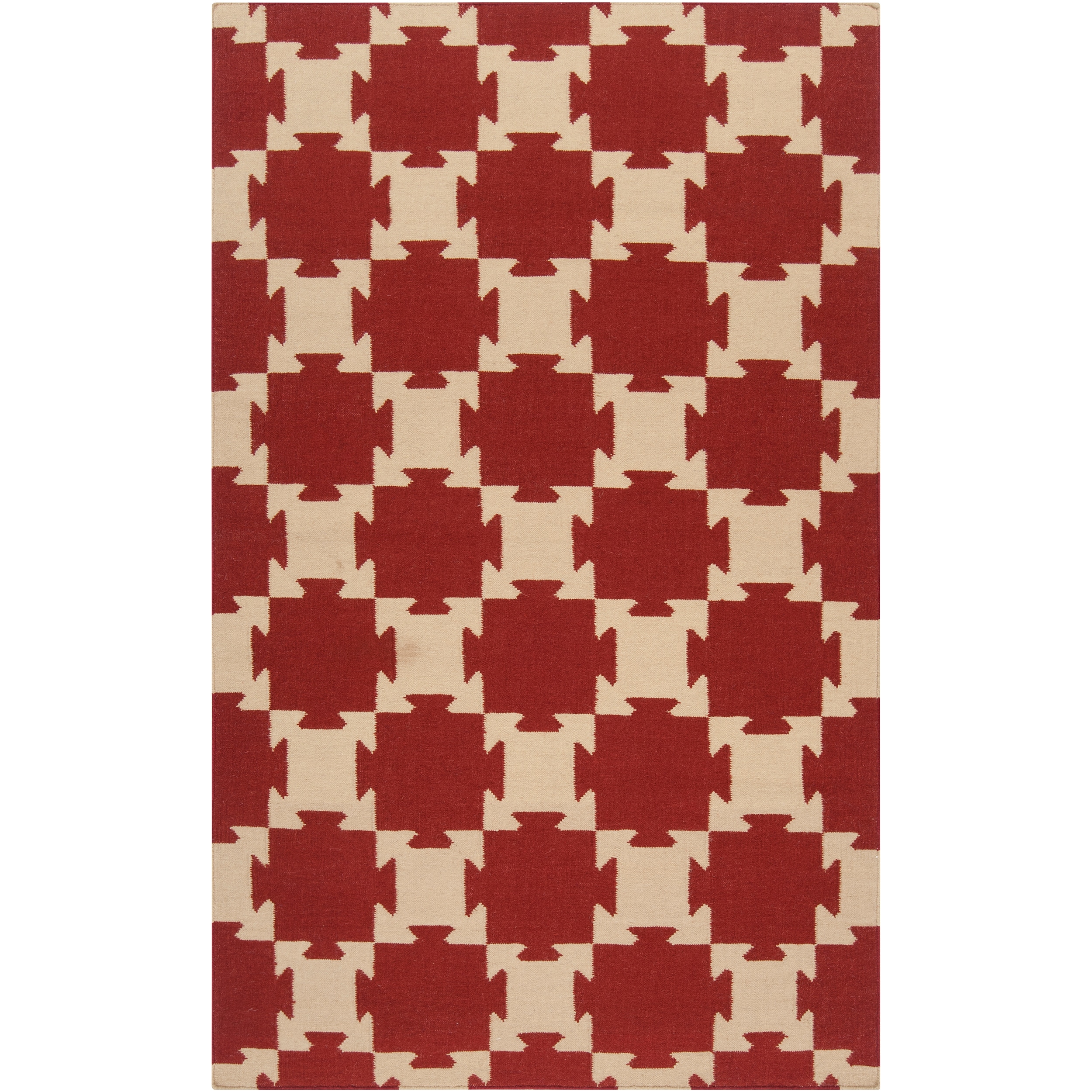 Smithsonian Hand woven Red Anchor Wool Rug (36 X 56)