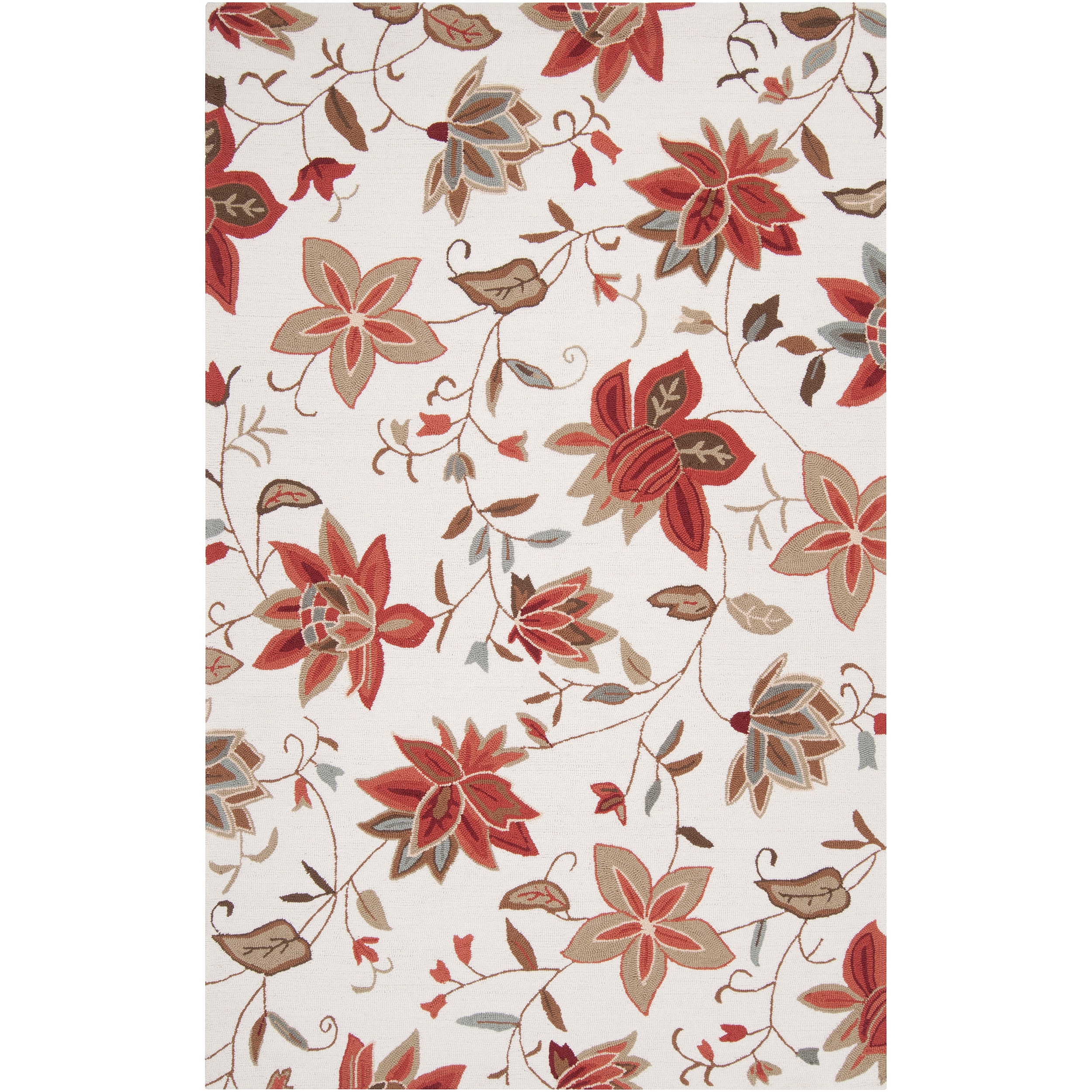 Hand hooked Ivory Bunt Rug (5 X 8)