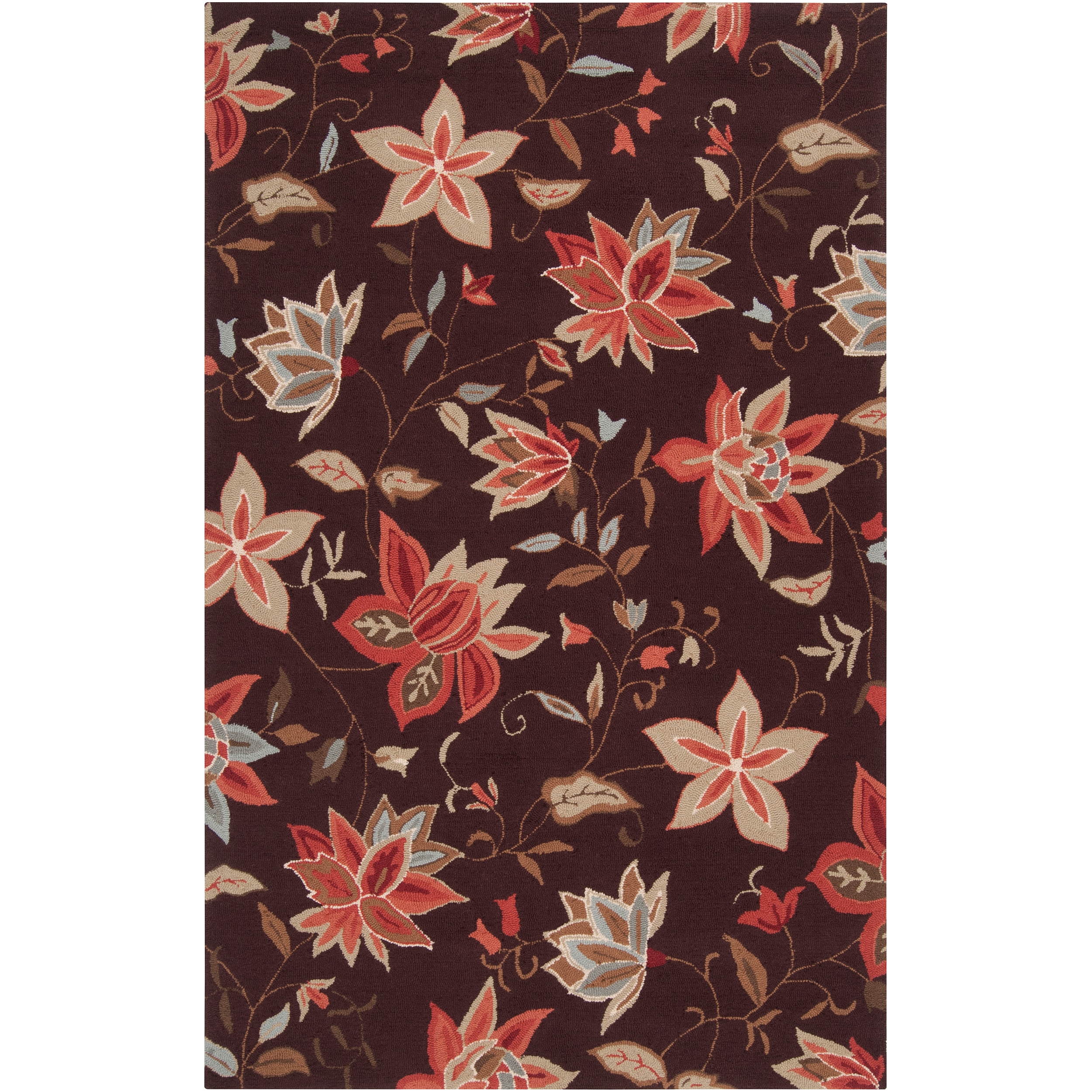 Hand hooked Brown Bunt Rug (5 X 8)