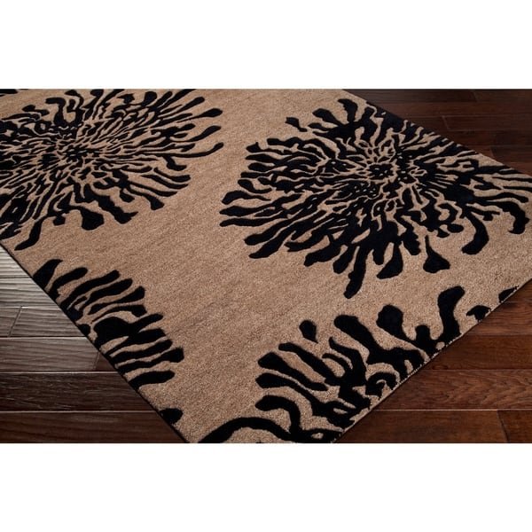 Hand Tufted Contemporary Black Bostor New Zealand Wool Abstract Area Rug 2 6 X 8 Runner Overstock 6654846