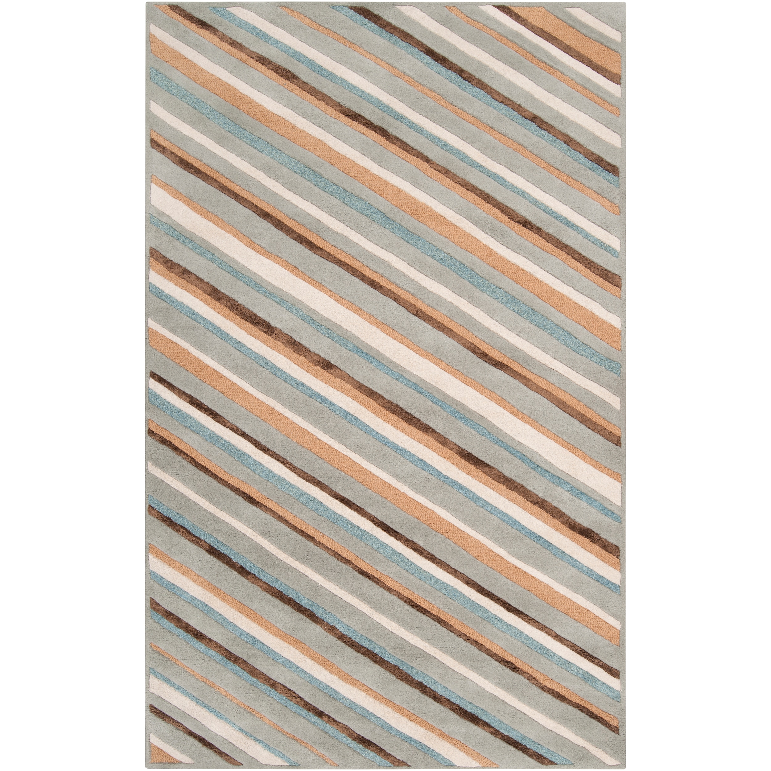 Candice Olson Hand tufted Gray Cane Diagonal Stripes Wool Rug (8 X 11)