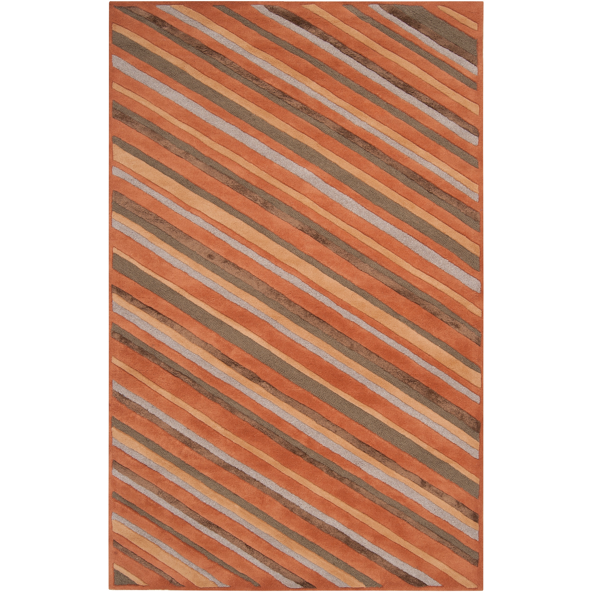 Candice Olson Hand tufted Brown Cane Diagonal Stripes Wool Area Rug (8 X 11)