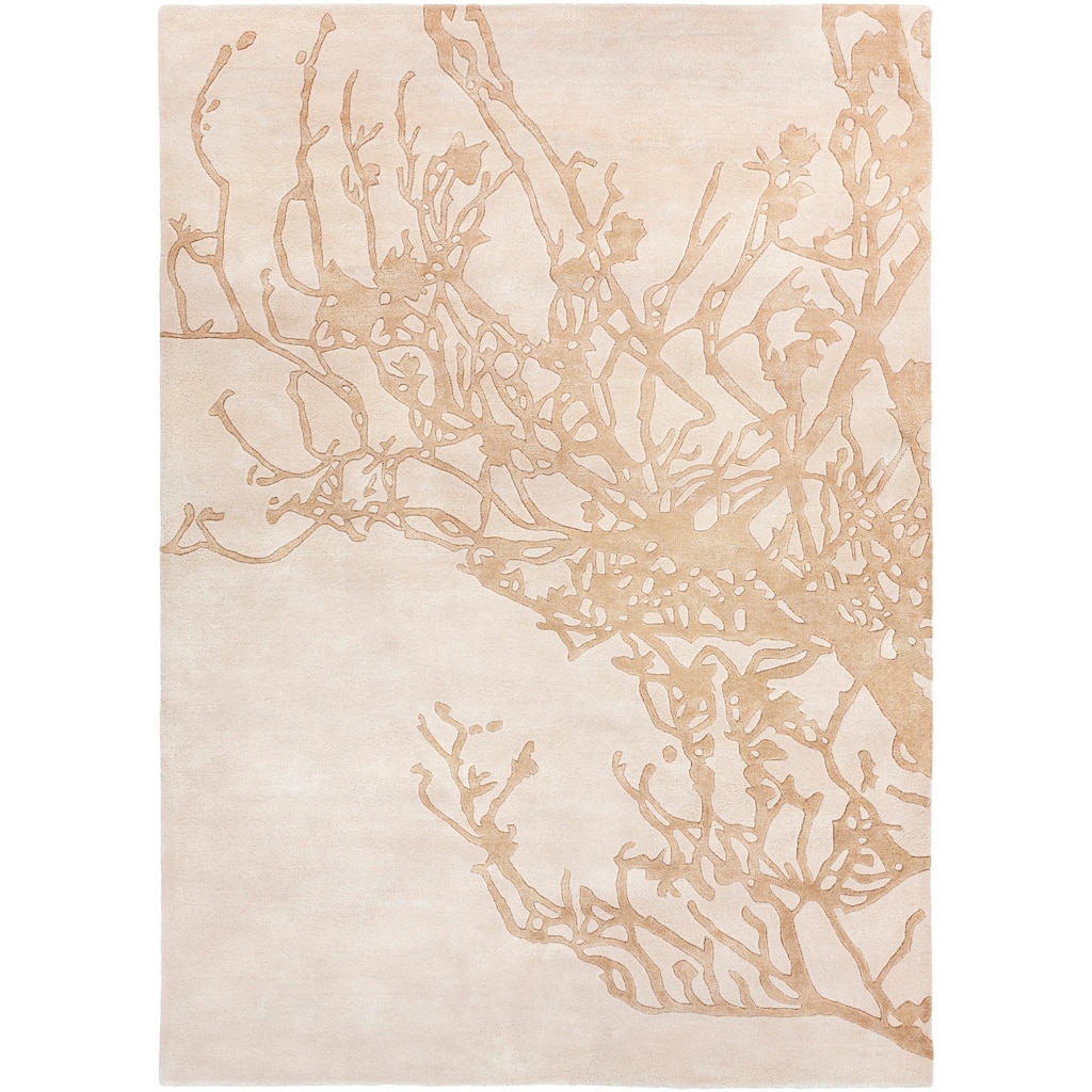 Hand-tufted Orange Cane Contemporary BoBeigeical Rug Area Rug - 8' x 11'