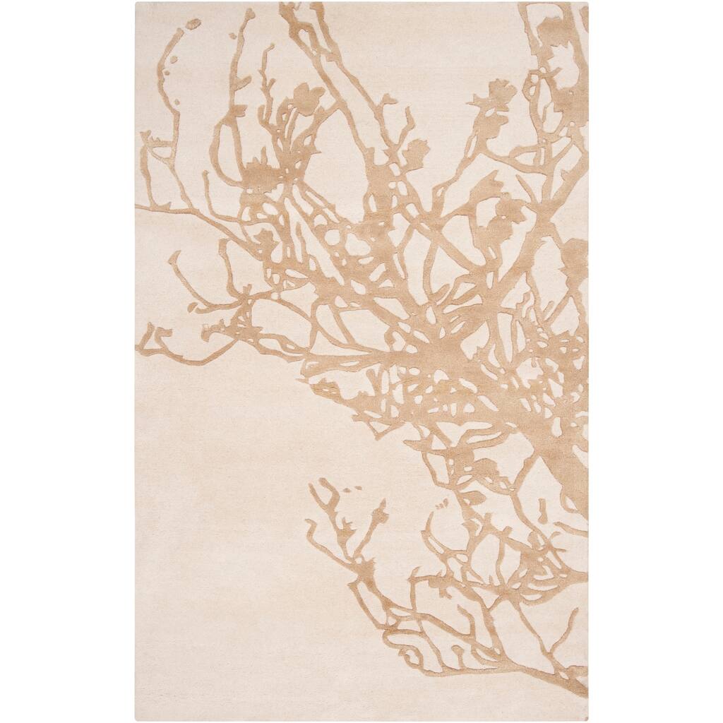 Hand-tufted Orange Cane Contemporary BoBeigeical Rug Area Rug - 9' x 13'