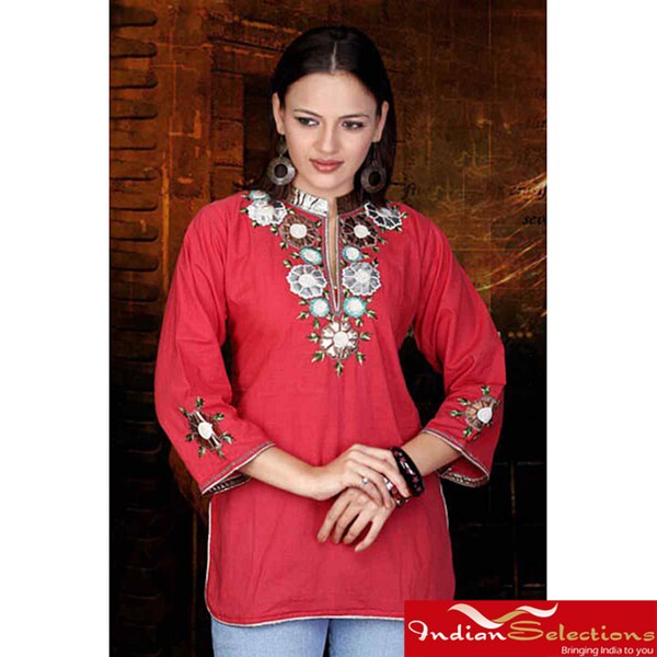 Handmade Fire Brick Cotton Kurti/Tunic (India)