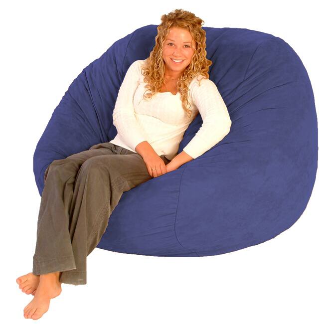 FufSack Purple and Blue Microfiber Bean Bag Chair