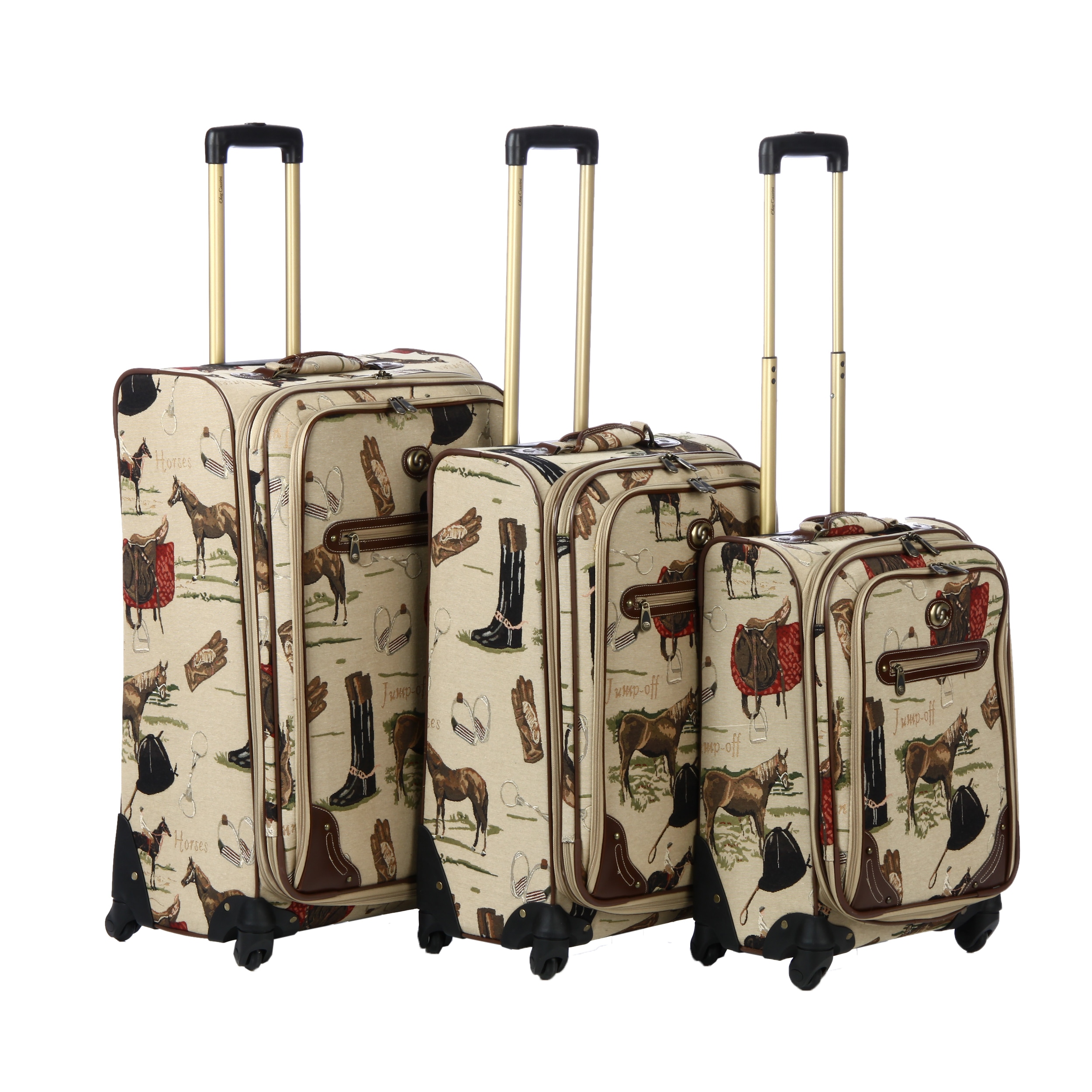 Shop Oleg Cassini Pony Up 3 Piece Expandable Tapestry Spinner Luggage Set Overstock