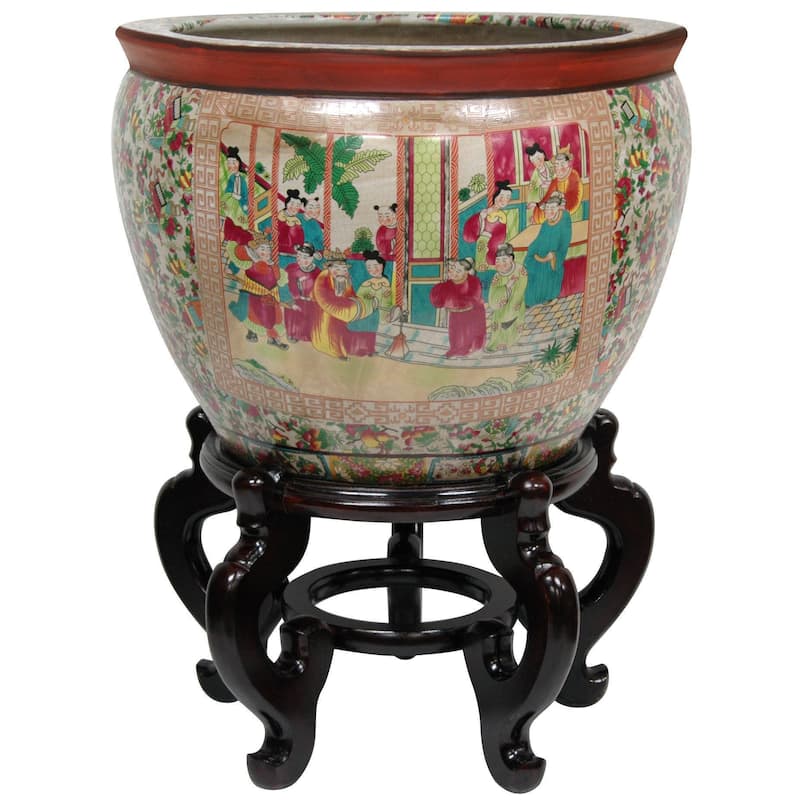 Porcelain Rose Medallion Fishbowl (China)