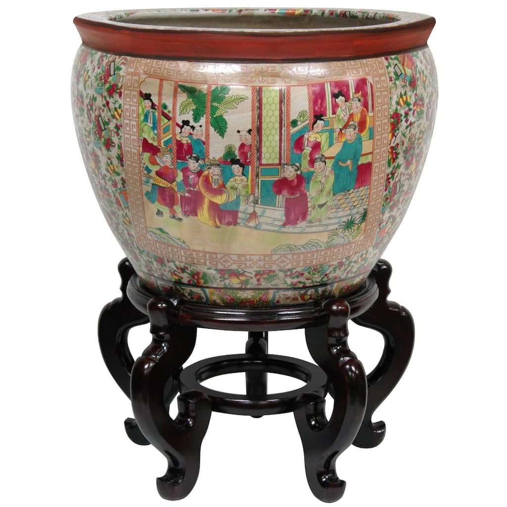 Porcelain Rose Medallion Fishbowl (China)
