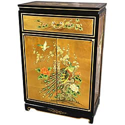 Shop Handmade Gold Leaf Birds And Flowers Shoe Cabinet Overstock