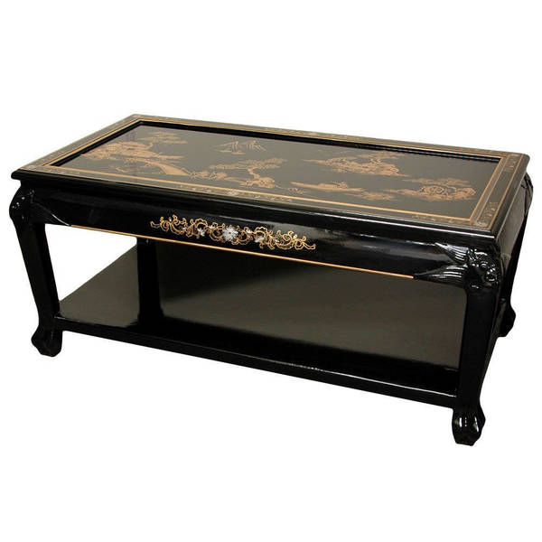 Shop Handmade Black Lacquer Landscape Coffee Table with ...