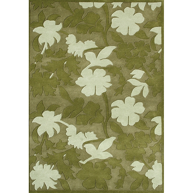 Handmade Sabrina Garden Green Wool Rug (5 X 8)