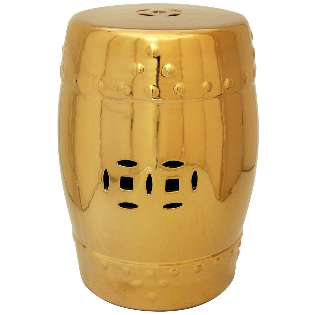Handmade Lacquered Porcelain 18-inch Solid Gold Garden Stool (China)