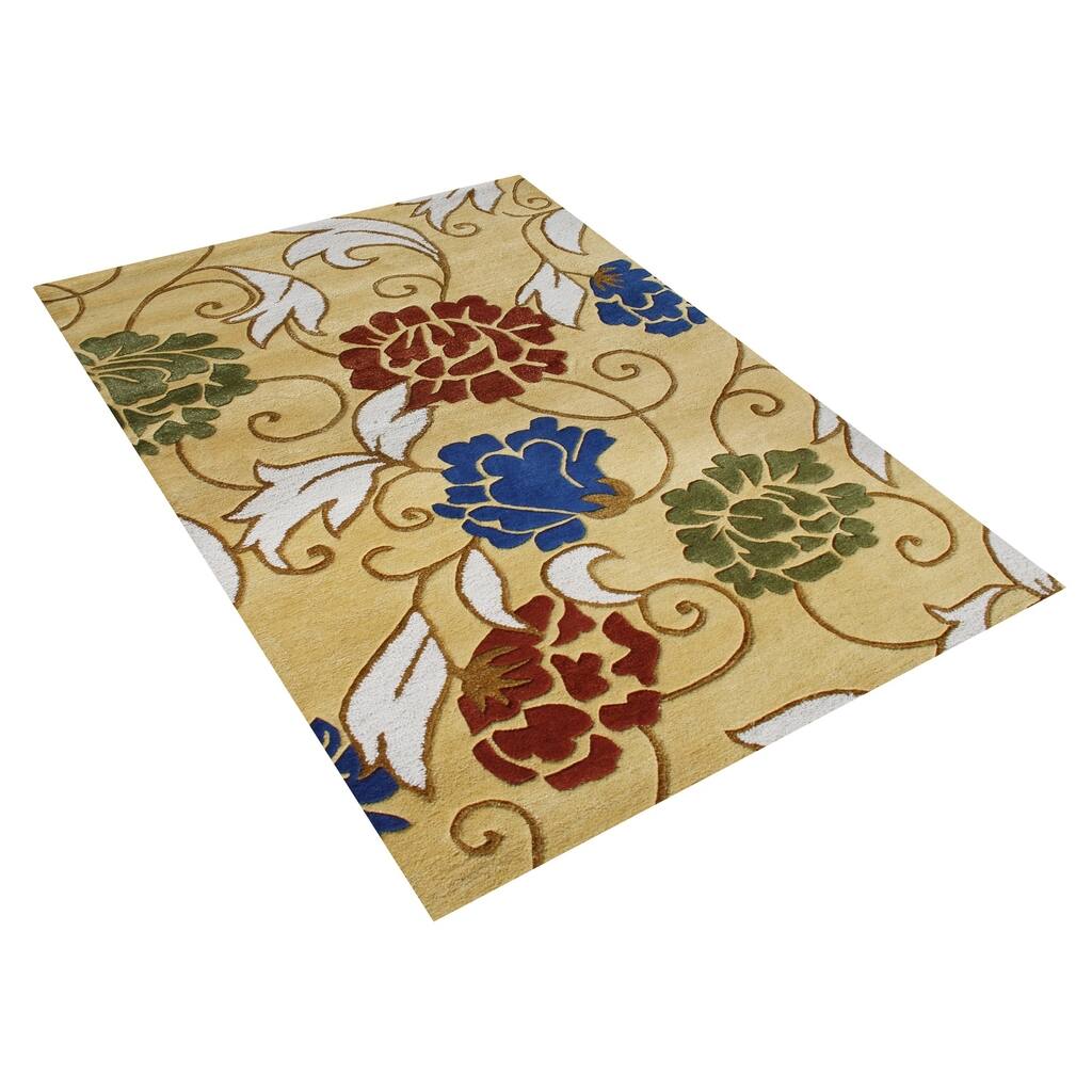 Alliyah Handmade Honey Gold New Zealand Blend Wool Rug - 8' x 10'