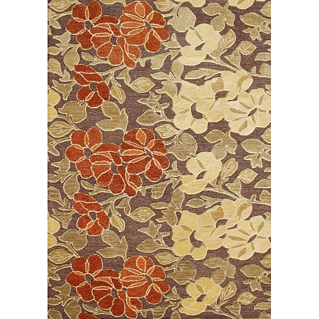 Hand tufted Tobacco Brown Wool Rug (8 X 10)