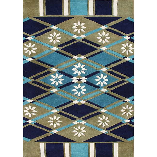 Hand tufted Amber Green Wool Rug (5 X 8)