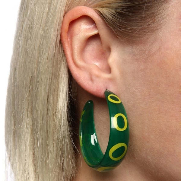 Acrylic Green and Yellow Circle Semi hoop Earrings Fashion Earrings