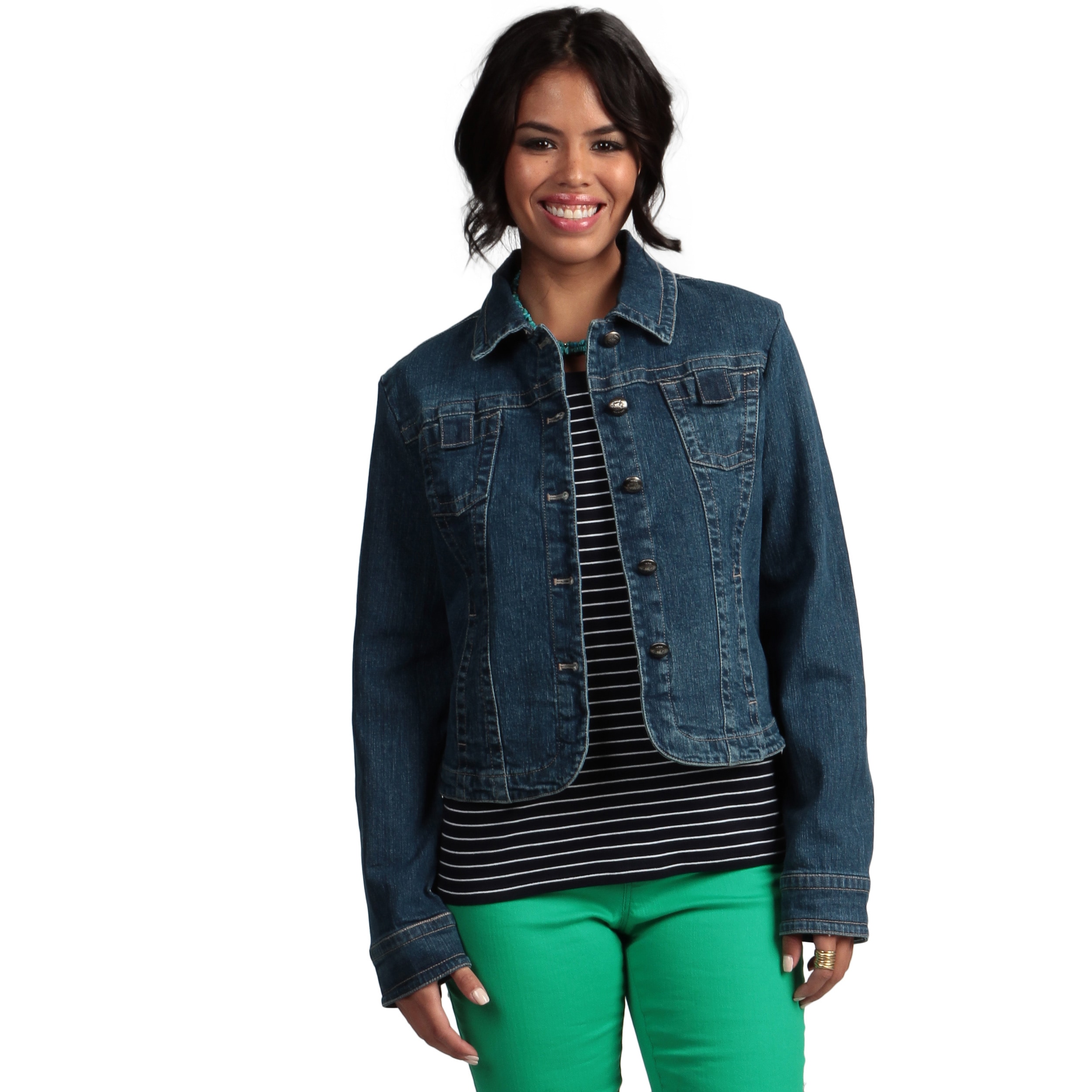 Live A Little Womens Top stitch Denim Jacket