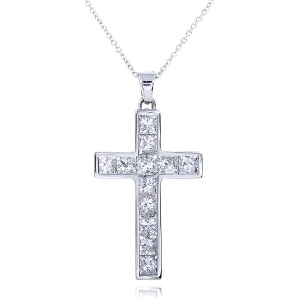 Annello 14k Gold 2 1/2 ct TDW Diamond Cross Necklace (H I, VS1 VS2) Annello One of a Kind Necklaces