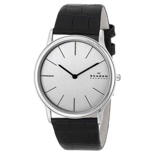 Skagen Mens Black Leather Strap Watch   14217780  