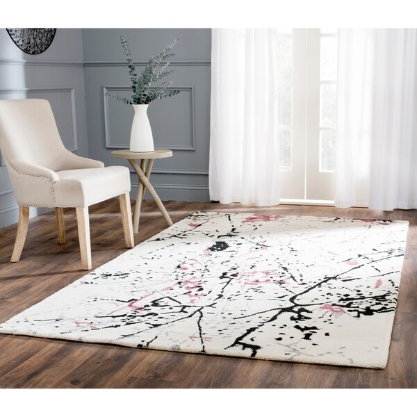 Safavieh Handmade Deco Art Ivory New Zealand Wool Rug - 7'6 x 9'6
