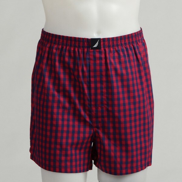 Download Shop Nautica Men's Red Checkered Woven Boxer Shorts - Free ...