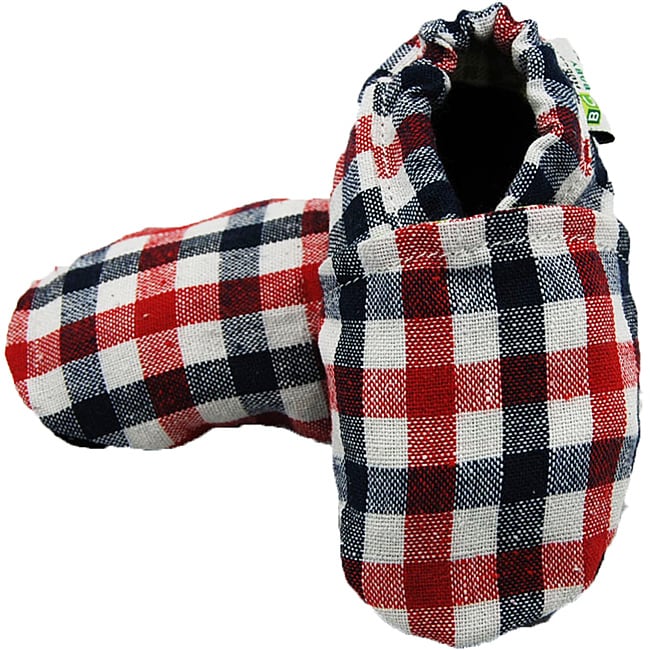 Augusta Baby Blue/ Red Checkered Soft Sole Canvas Shoes