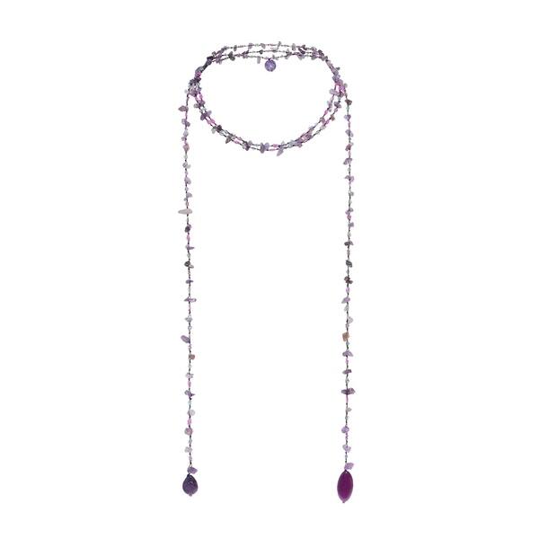 slide 1 of 10, Handmade Sparkling Aura Purple Amethyst-Agate Lariat Necklace (Thailand)